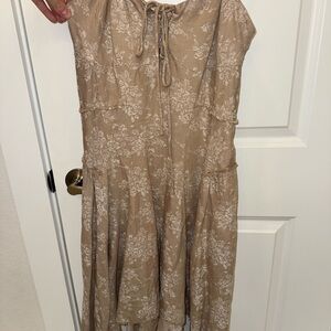Anthropologie Tan Dress w/ Asymmetrical Hemline